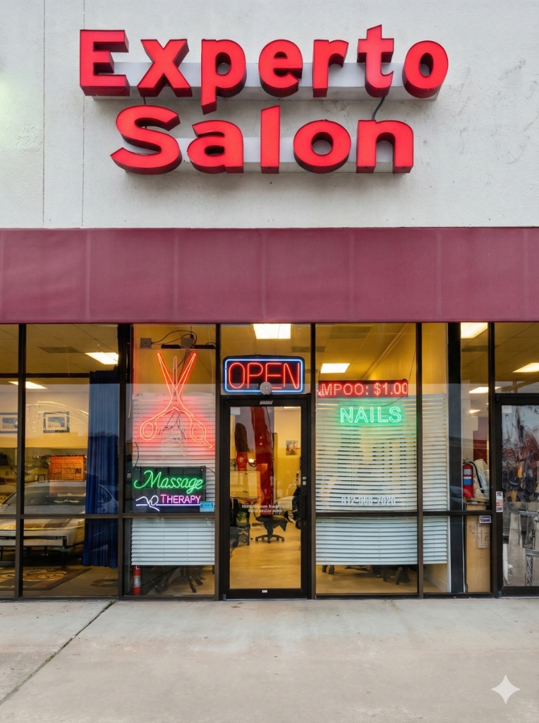 Experto Salon Storefront - Look for the red sign!